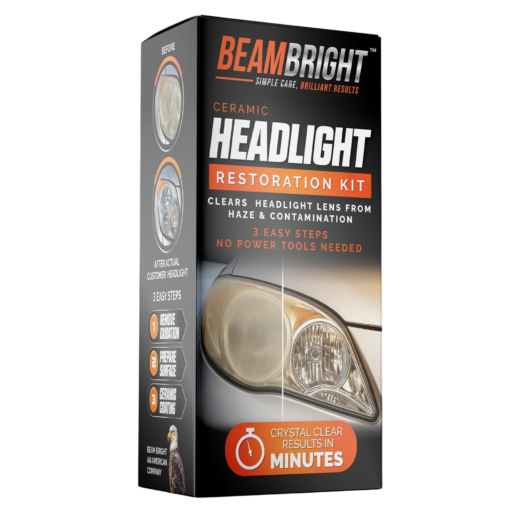 Ceramic Headlight Restoration Kit — Restore Cloudy, Yellowed Headlights with UV Protection (No Tools Needed)