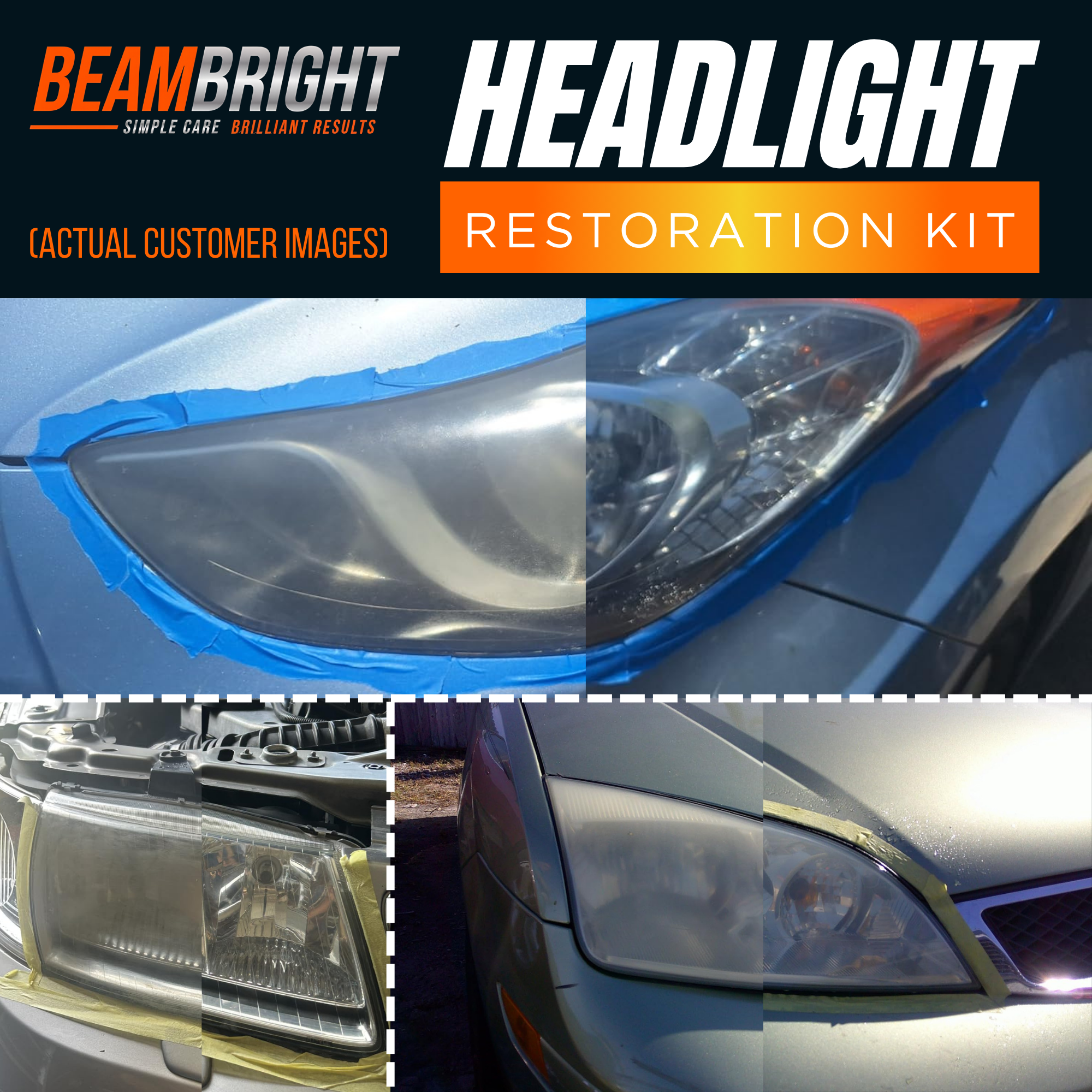 Ceramic Headlight Restoration Kit — Restore Cloudy, Yellowed Headlights with UV Protection (No Tools Needed)