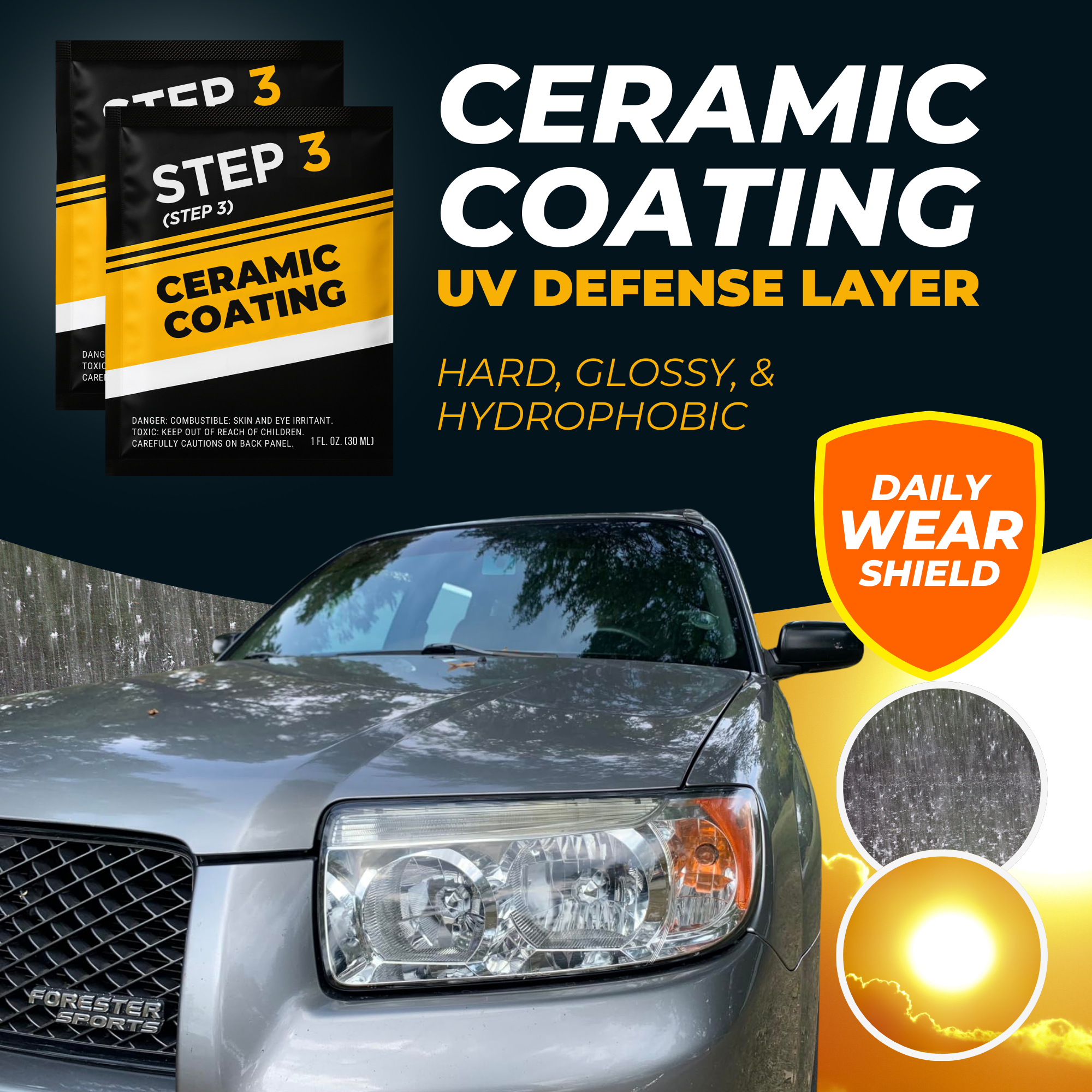 Ceramic Headlight Restoration Kit — Restore Cloudy, Yellowed Headlights with UV Protection (No Tools Needed)